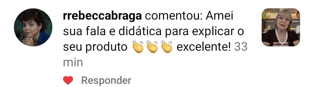 Depoimento da aluna Rebeca Braga